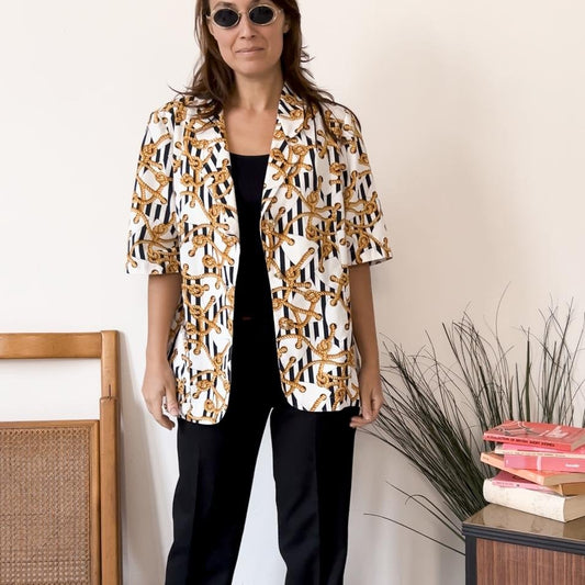 Blazer vintage fantasia nodo marinaio dorato - abbigliamento vintage Rivesty