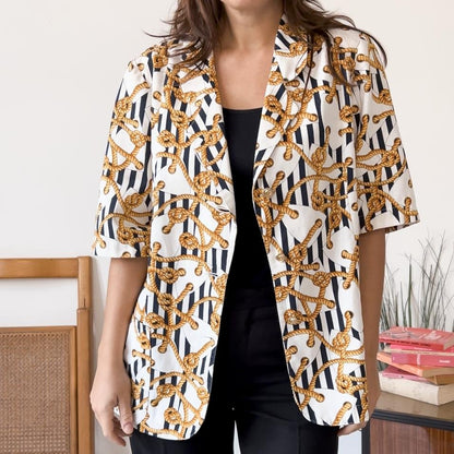 Blazer vintage fantasia nodo marinaio dorato - abbigliamento vintage Rivesty