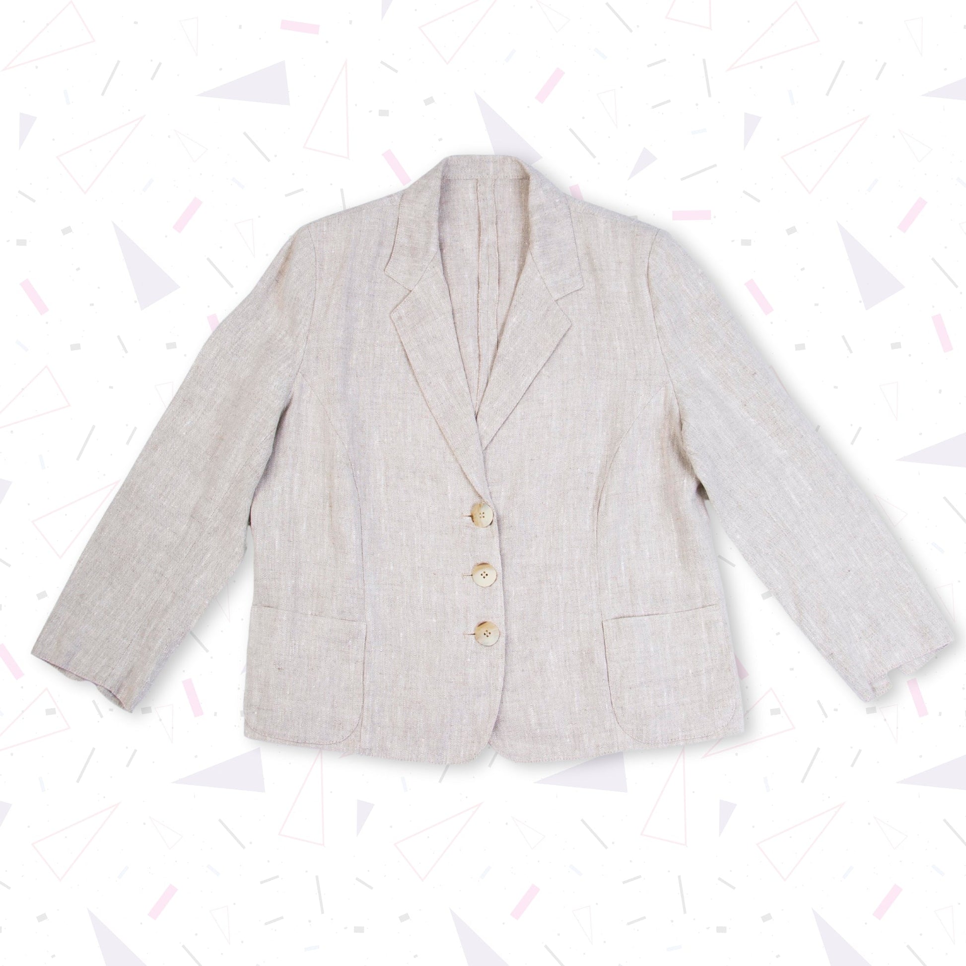 Blazer vintage in lino beige - abbigliamento vintage Rivesty