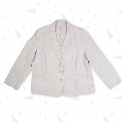 Blazer vintage in lino beige - abbigliamento vintage Rivesty