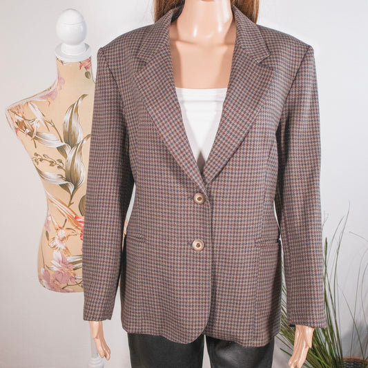 Blazer vintage tonalità marrone pied de poule - abbigliamento vintage Rivesty
