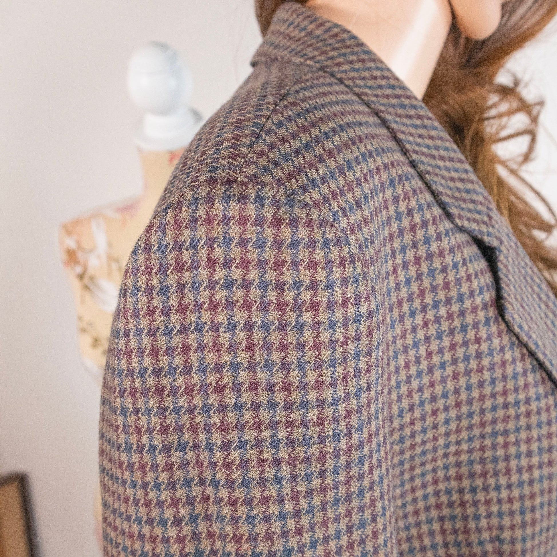 Blazer vintage tonalità marrone pied de poule - abbigliamento vintage Rivesty