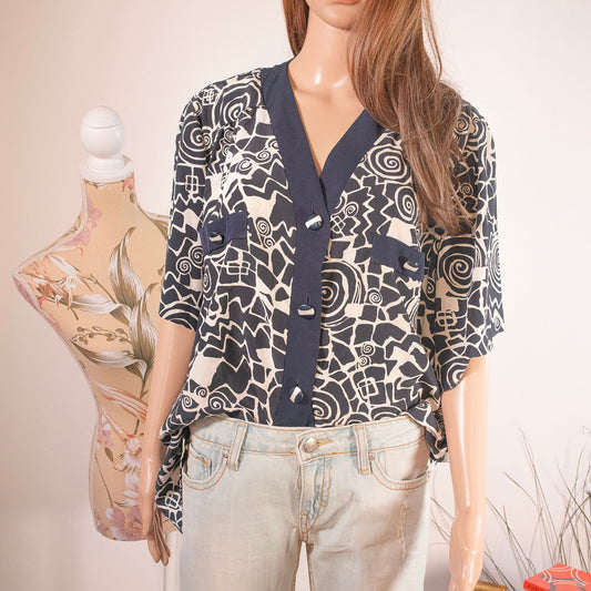 Blusa vintage classica trama geometrica - abbigliamento vintage Rivesty