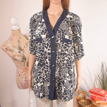 Blusa vintage classica trama geometrica - abbigliamento vintage Rivesty