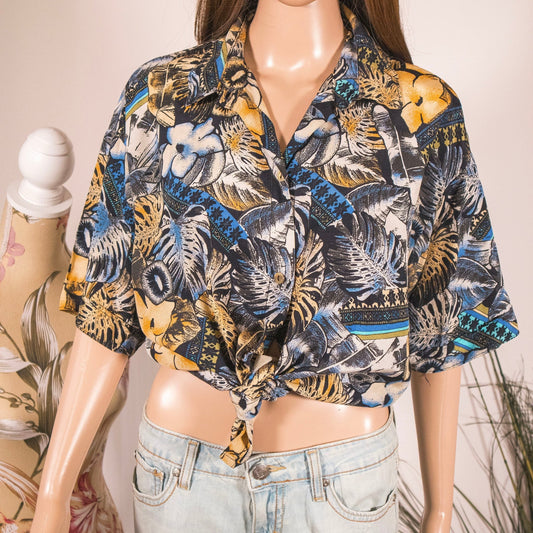 Camicia vintage ‘80/90 fantasia floreale - abbigliamento vintage Rivesty