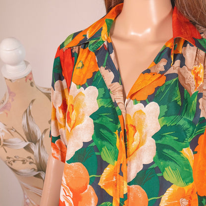 Camicia Vintage a Fiori Anni ’80 Donna – Taglia 46 - abbigliamento vintage Rivesty