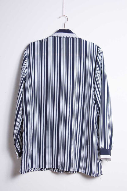 Camicia vintage a righe navy – vestibilità ampia - abbigliamento vintage Rivesty