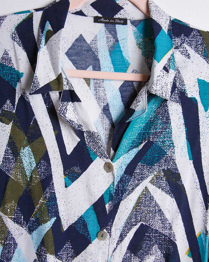 Camicia vintage donna oversize – fantasia astratta – Made in Italy anni ‘90 - abbigliamento vintage Rivesty