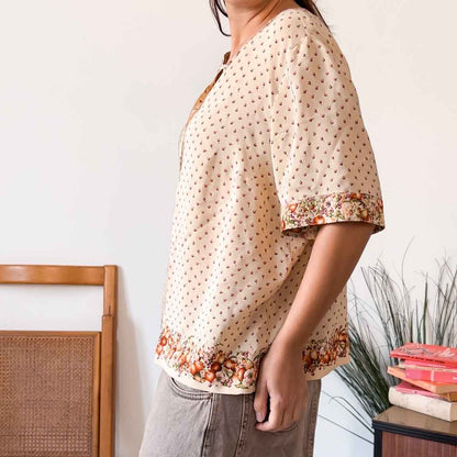 Camicia vintage fantasia frutti rossi e floreale - abbigliamento vintage Rivesty