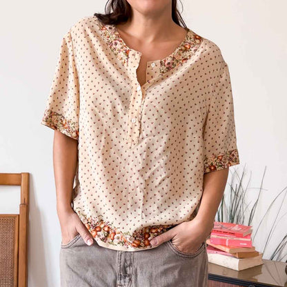 Camicia vintage fantasia frutti rossi e floreale - abbigliamento vintage Rivesty