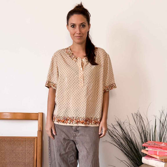 Camicia vintage fantasia frutti rossi e floreale - abbigliamento vintage Rivesty