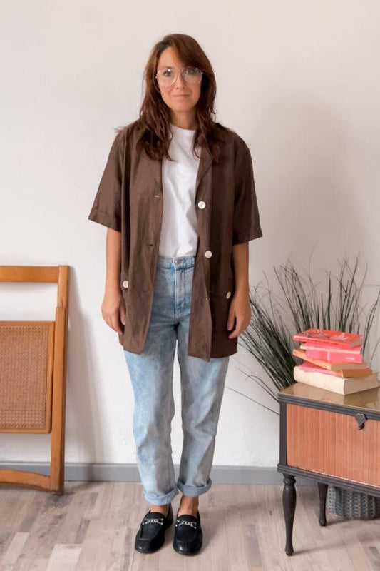 Camiciona vintage Marrone Oversize "Per Te by Krizia" - abbigliamento vintage Rivesty