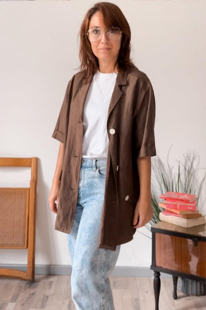 Camiciona vintage Marrone Oversize "Per Te by Krizia" - abbigliamento vintage Rivesty