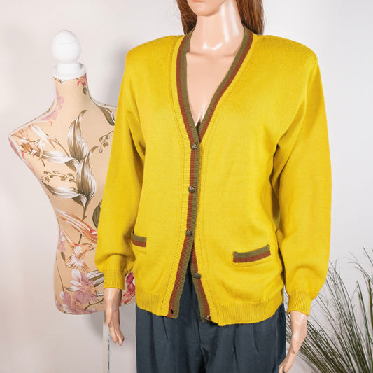 Cardigan giallo citrino vintage - abbigliamento vintage Rivesty