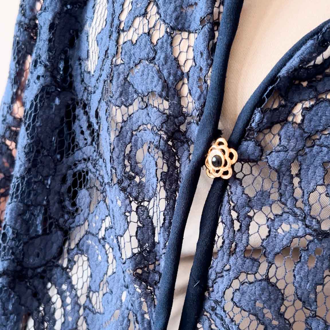 Cardigan vintage in pizzo navy - abbigliamento vintage Rivesty