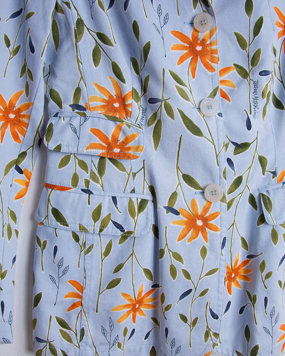dettaglio bottoni giacca Moschino vintage a fiori

