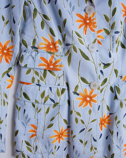 dettaglio bottoni giacca Moschino vintage a fiori

