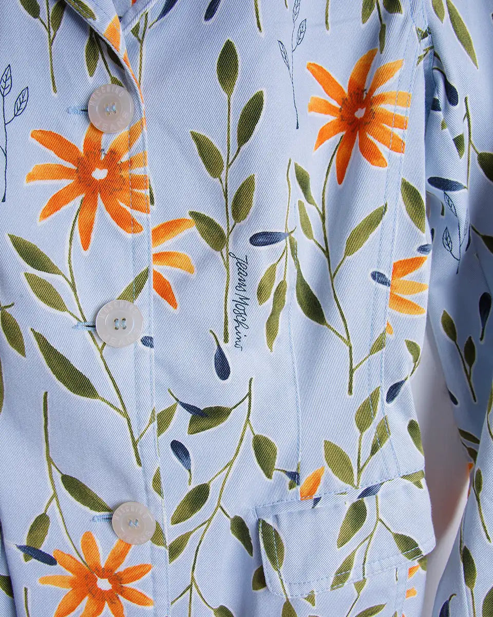 dettaglio logo giacca Moschino vintage a fiori