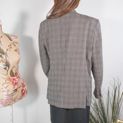 Giacca blazer a quadri bianchi e neri - abbigliamento vintage Rivesty