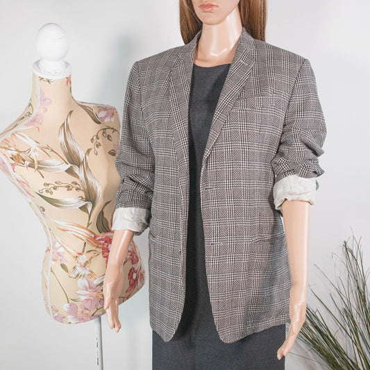 Giacca blazer a quadri bianchi e neri - abbigliamento vintage Rivesty