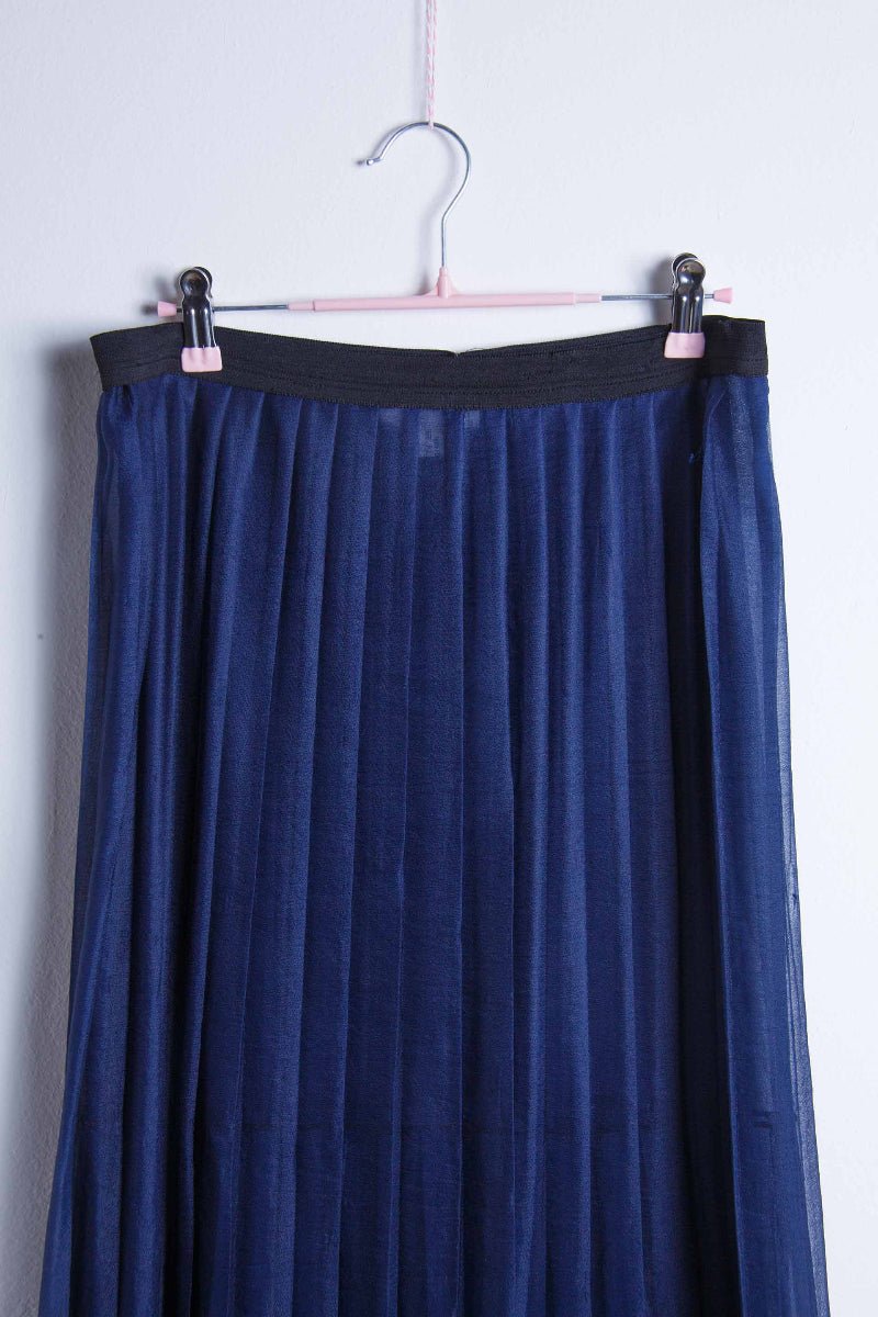 Gonna plissettata blu notte trasparente – BASE 128, taglia 44 | Rivesty Vintage - abbigliamento vintage Rivesty