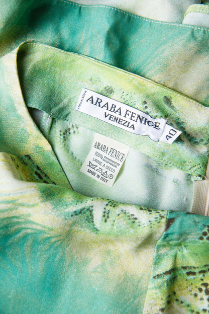 Gonna vintage Araba Fenice Venezia in viscosa – Fantasia verde, taglia 40 | Rivesty Vintage - abbigliamento vintage Rivesty