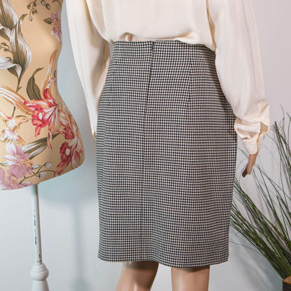 Gonna vintage in lana pied de poule - abbigliamento vintage Rivesty