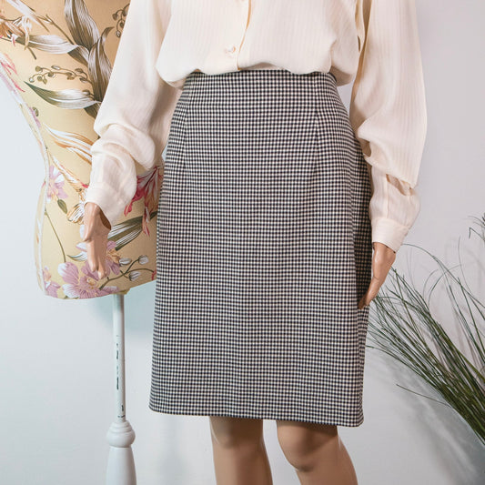 Gonna vintage in lana pied de poule - abbigliamento vintage Rivesty