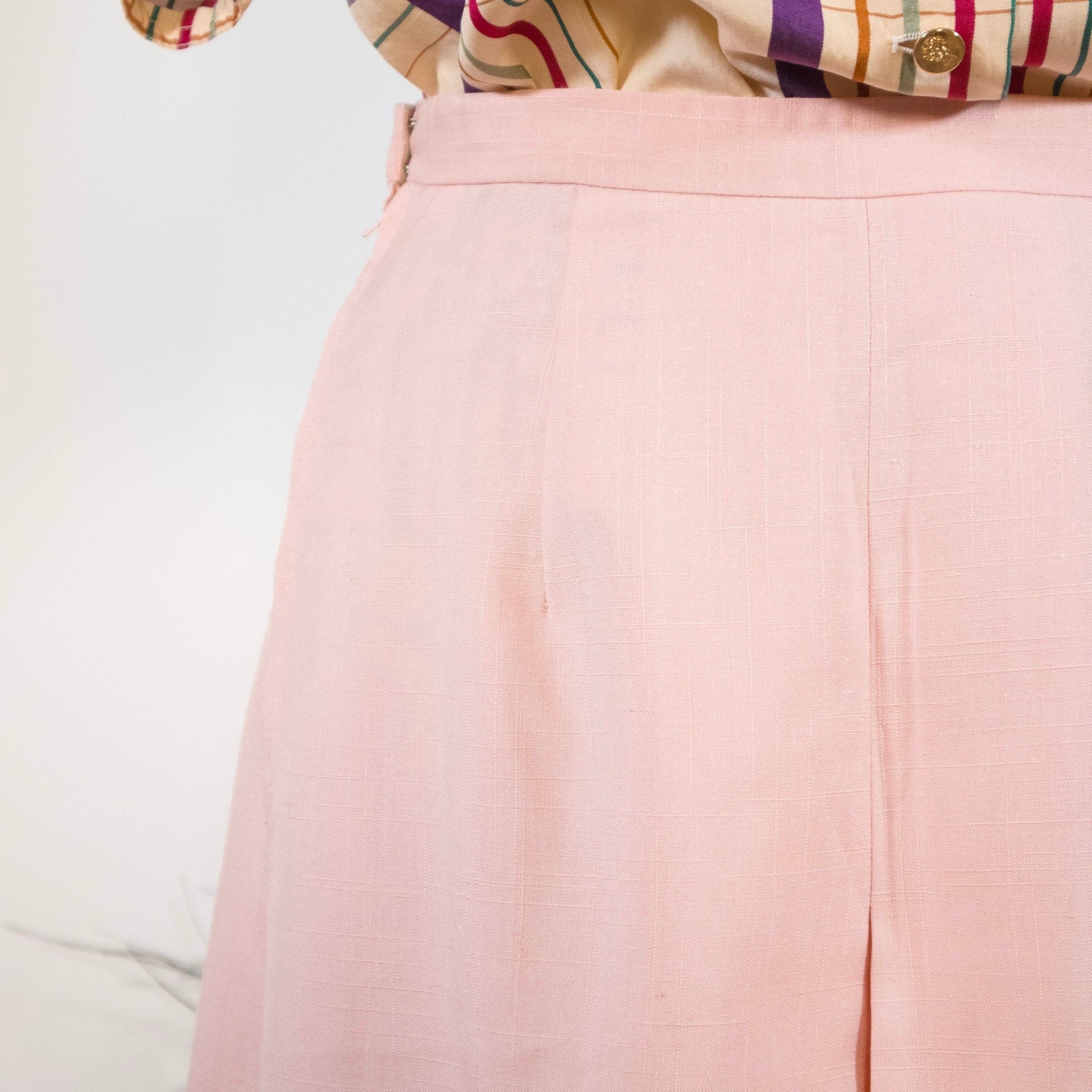 Gonna vintage midi sartoriale rosa - abbigliamento vintage Rivesty