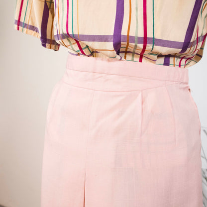 Gonna vintage midi sartoriale rosa - abbigliamento vintage Rivesty