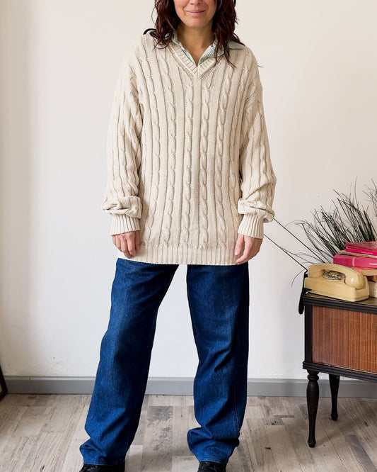 Maglione Vintage a Treccia – United Colors of Benetton - abbigliamento vintage Rivesty