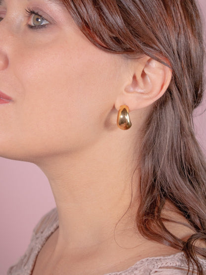 Orecchini pendenti a cupola dorati vintage - Orecchini a forma di cerchio a goccia - foro - abbigliamento vintage Rivesty