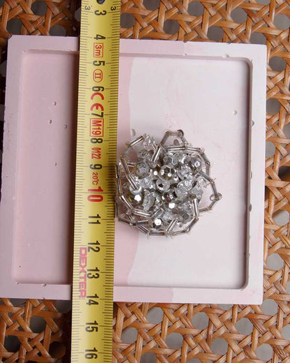 Orecchini vintage a clip argento con perline trasparenti – Bigiotteria anni ’70/’80 - abbigliamento vintage Rivesty