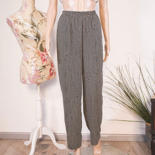 Pantaloni vintage ampi a pois bianchi neri - abbigliamento vintage Rivesty