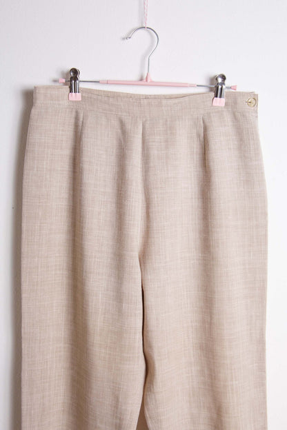 Pantaloni vintage sartoriali a sigaretta in lino beige – Taglia media | Rivesty Vintage - abbigliamento vintage Rivesty