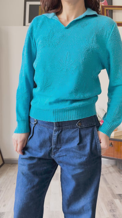 Maglia Vintage Azzurra – Stile Retrò con Eleganza - Rivesty Vintage