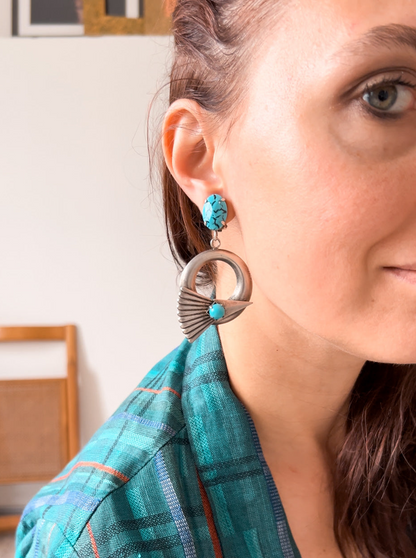 Orecchini pendenti Vintage Boho Retro simil pietra blu Rivesty Vintage