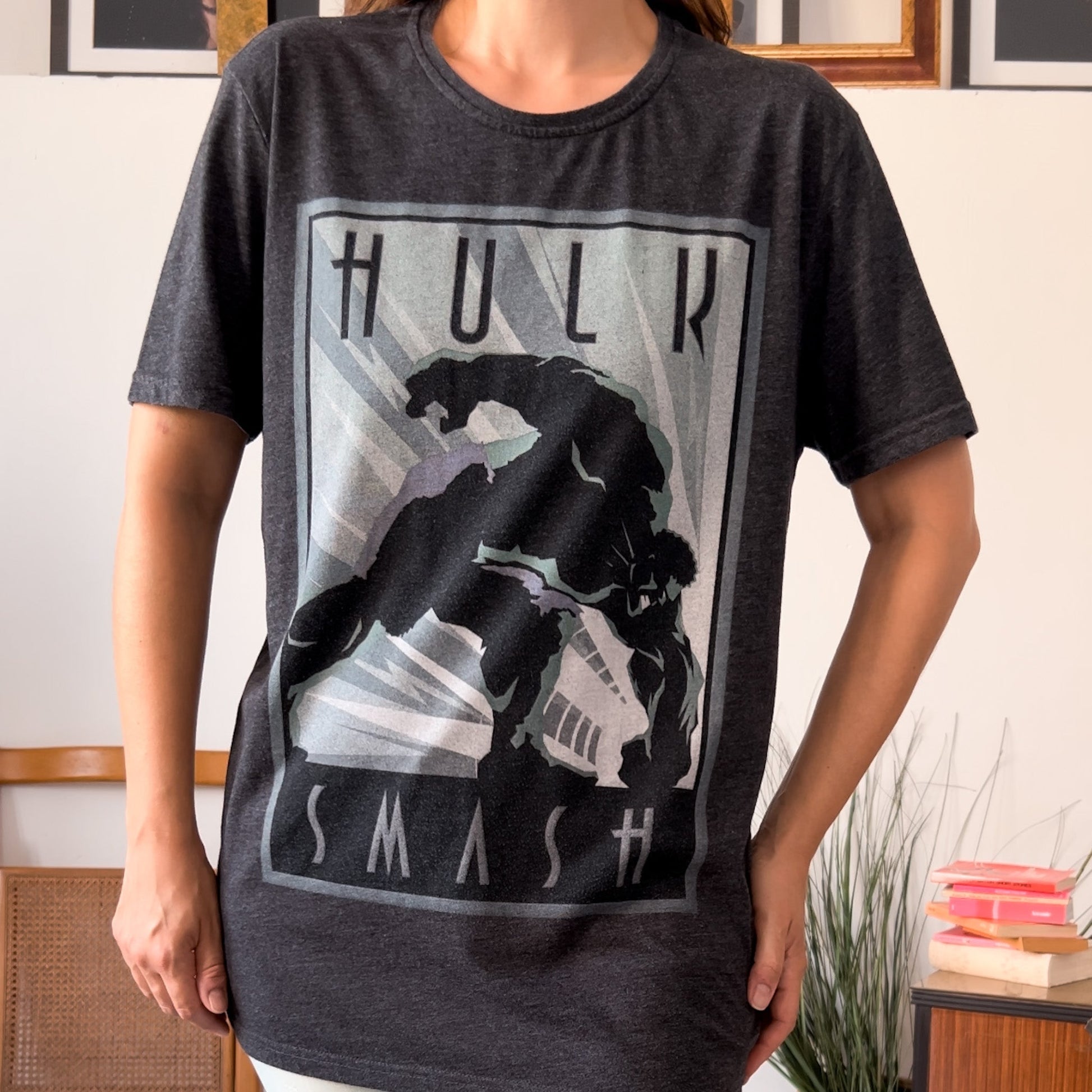 Tshirt Hulk Smash Grey Marvel - abbigliamento vintage Rivesty