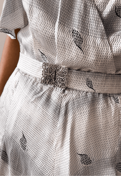 Vestito vintage seta bianco perlato geometrico - abbigliamento vintage Rivesty